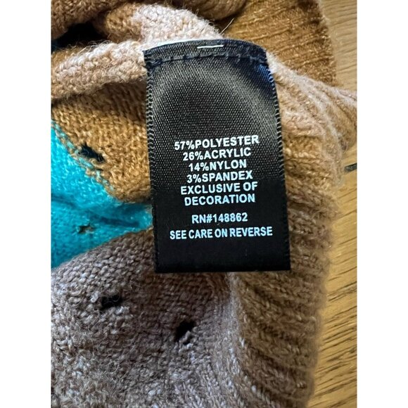 Torrid Plus Vegan Cashmere Teal Pointelle Pullover Henley Rainbow Patch Measured - Picture 10 of 13